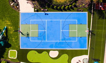 Aerial View of Blue Multi-Sport Game Court