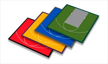 sample pre designed court layouts in bright primary colors
