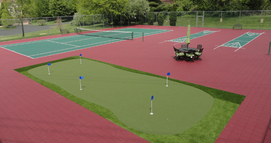 tennis court transformed into a golf course
