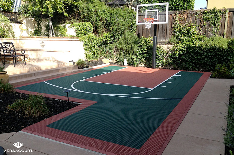 Small backyard installed with a VersaCourt half court