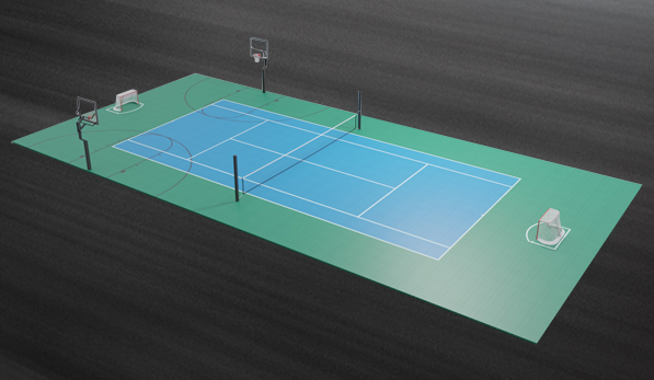 H11 Full Tennis Court + Pickleball + Basketball Court + Hockey