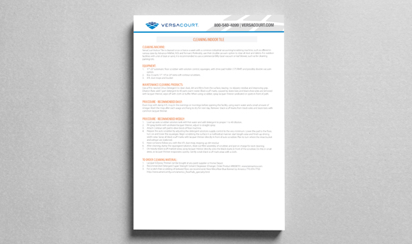 VersaCourt Indoor Tile Cleaning Instructions