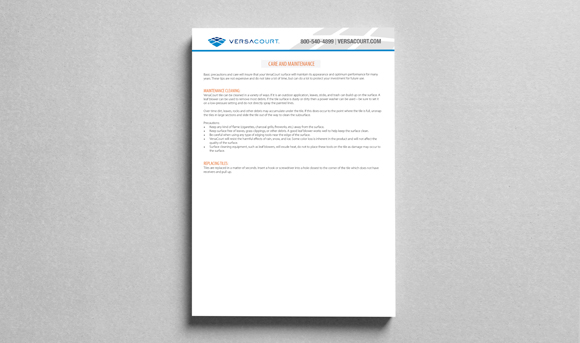 VersaCourt Outdoor Tile Cleaning & Maintenance Instructions