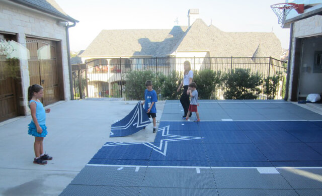 basketball court in driveway