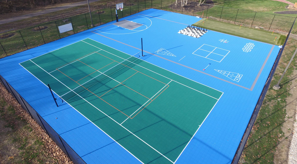 HOA Multi-Sport Game Court in blue and green