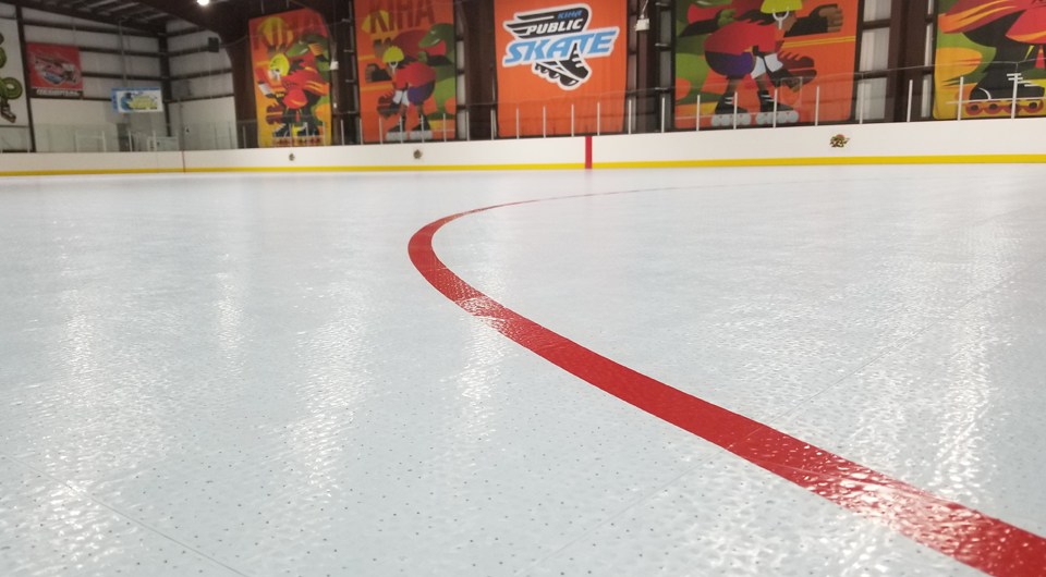 White commercial hockey court