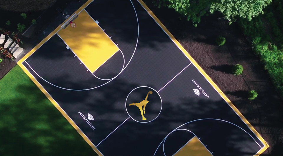 Black and gold basketball court