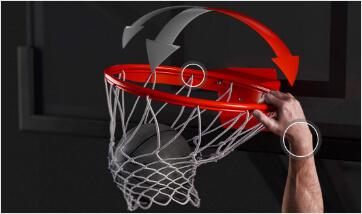 close shot of rim of MegaSlam basketball goal
