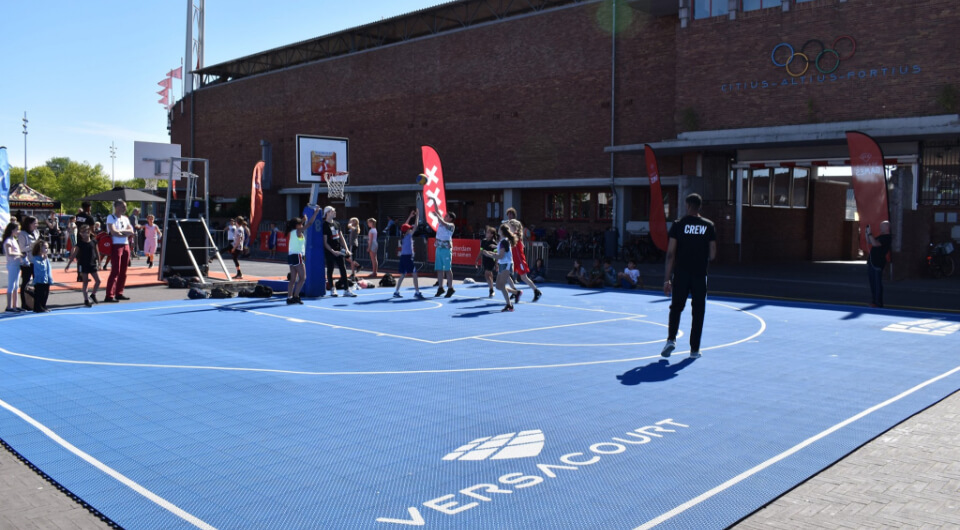 an outdoor event on a VersaCourt game court