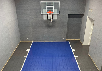 versatile court with basketball and tennis