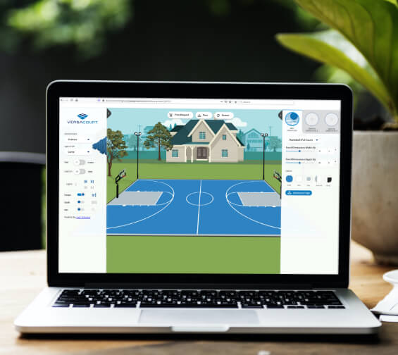 open laptop with VersaCourt court designer on screen